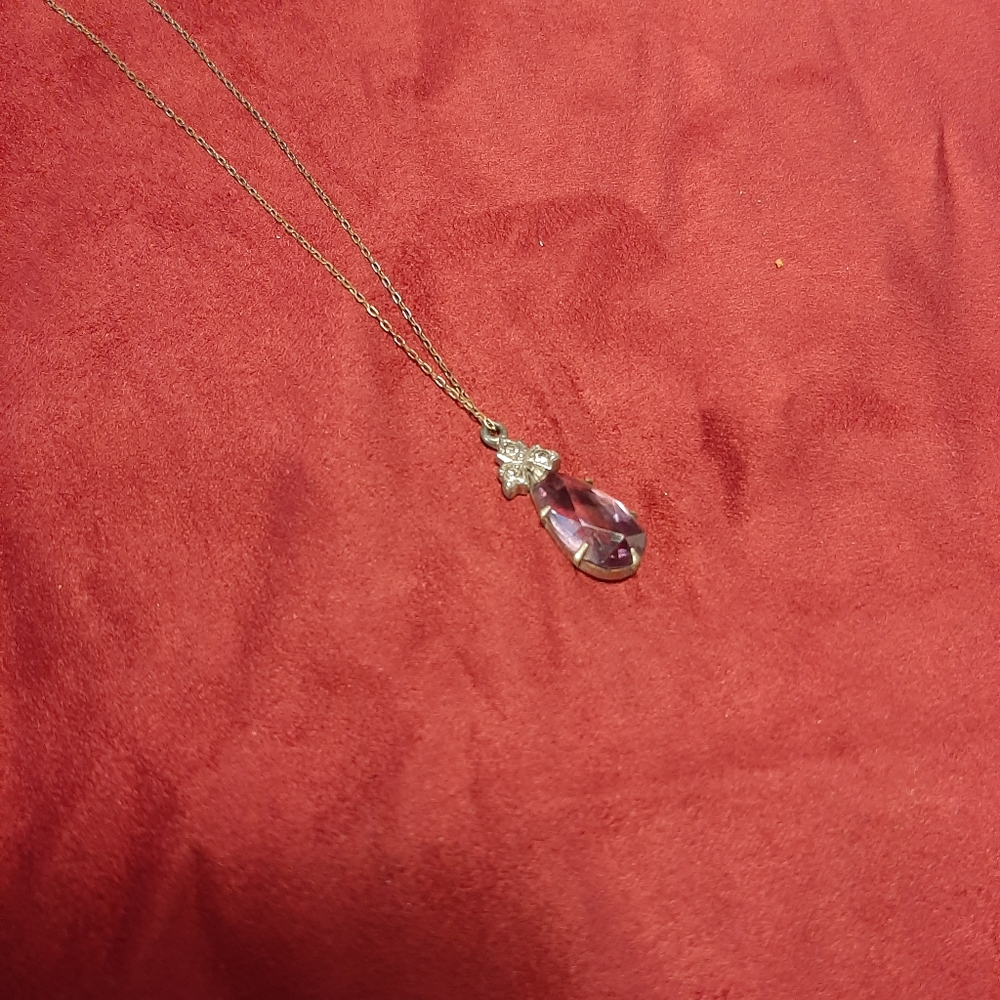 Vintage Rhinestoned amethyst necklace